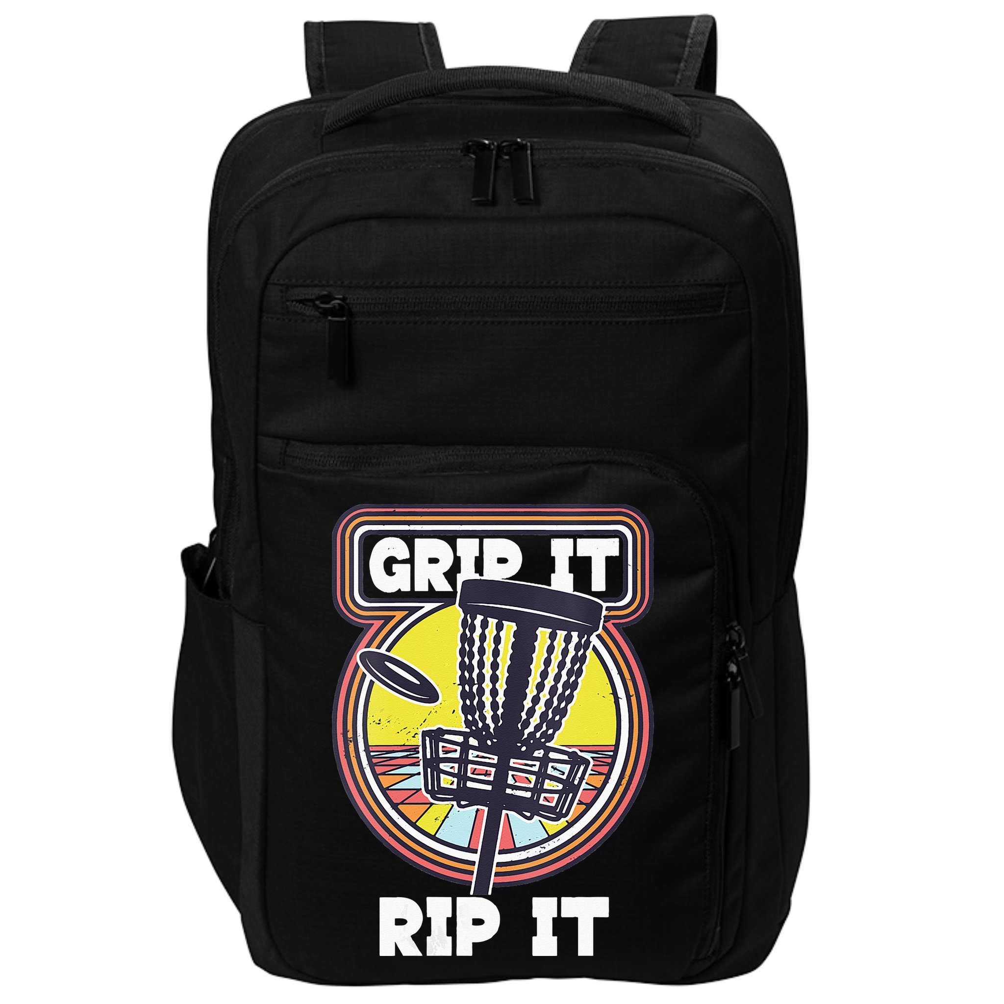 Funny Retro Grip and Rip It Disc Golf Impact Tech Backpack