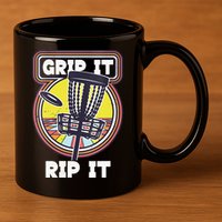 Funny Retro Grip and Rip It Disc Golf 11oz C Handle Ceramic Mug