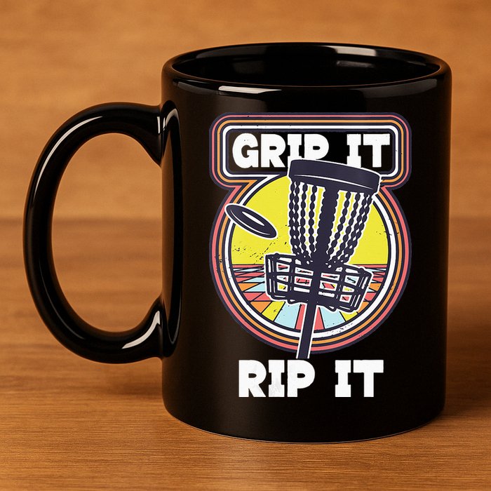 Funny Retro Grip and Rip It Disc Golf 11oz C Handle Ceramic Mug