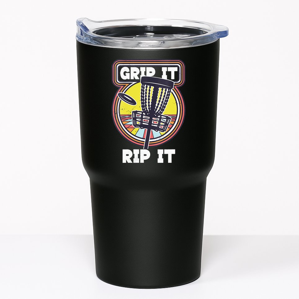 Funny Retro Grip and Rip It Disc Golf Tumbler