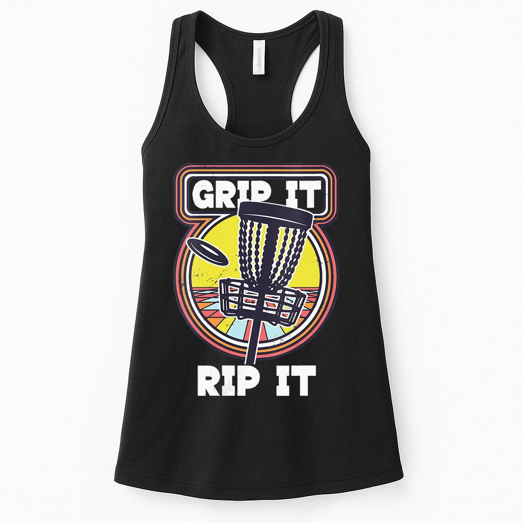 Funny Retro Grip and Rip It Disc Golf Womens Tank Top