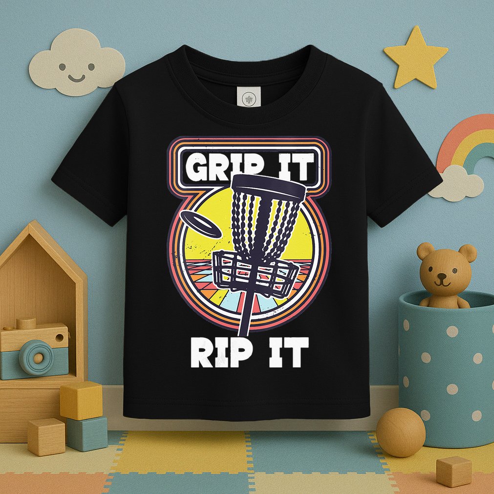 Funny Retro Grip and Rip It Disc Golf Toddler T-Shirt