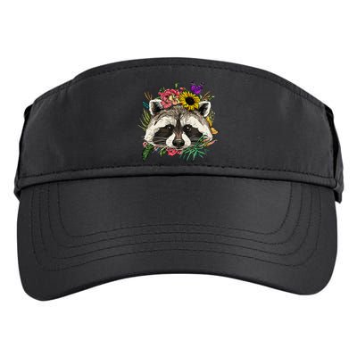 Floral Raccoon Gardening Botanical Plant Flower Trash Panda Adult Drive Performance Visor