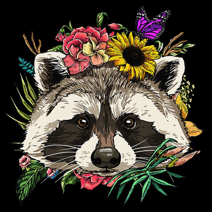 Floral Raccoon Gardening Botanical Plant Flower Trash Panda Toddler T-Shirt