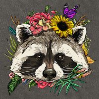 Floral Raccoon Gardening Botanical Plant Flower Trash Panda Cotton Canvas Backpack