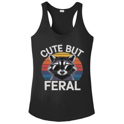 Funny Raccoon Gifts Idea Animal Lover Raccoon Cute But Feral Raccoon Ladies PosiCharge Competitor Racerback Tank