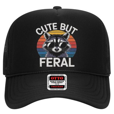 Funny Raccoon Gifts Idea Animal Lover Raccoon Cute But Feral Raccoon Trucker Hat