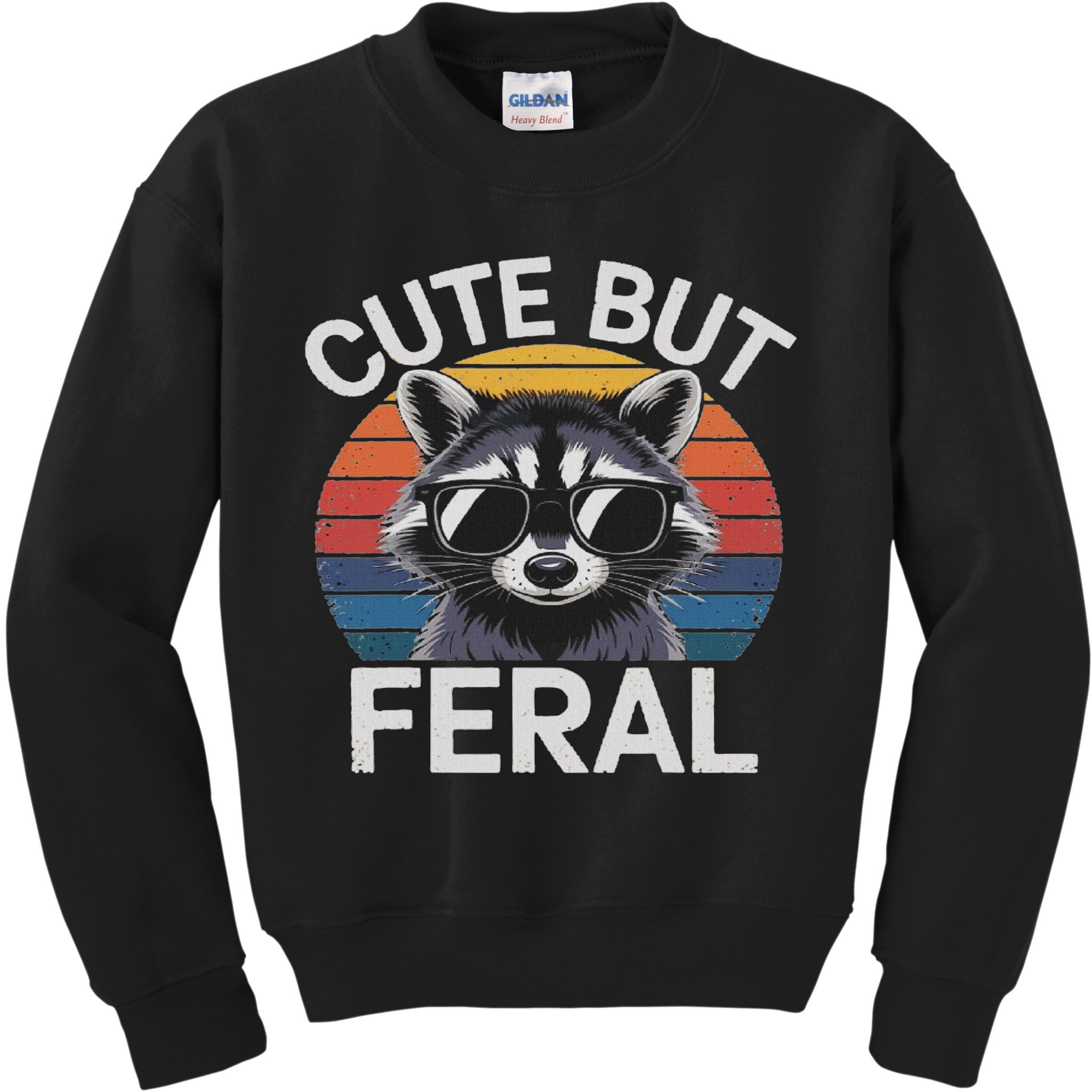 Funny Raccoon Gifts Idea Animal Lover Raccoon Cute But Feral Raccoon Kids Sweatshirt