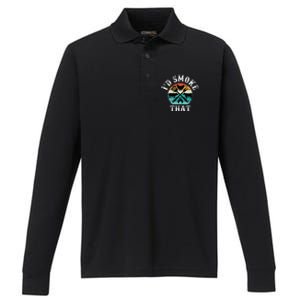 Funny Retro Grilling BBQ Smoker Chef Dad GiftId Smoke That Performance Long Sleeve Polo