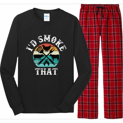 Funny Retro Grilling BBQ Smoker Chef Dad GiftId Smoke That Long Sleeve Pajama Set