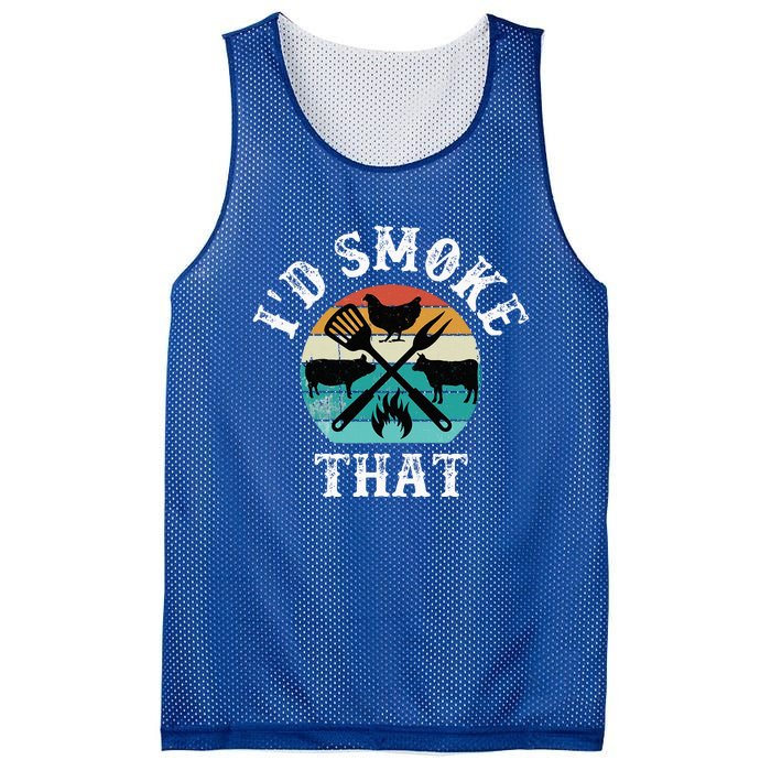 Funny Retro Grilling BBQ Smoker Chef Dad GiftId Smoke That Mesh Reversible Basketball Jersey Tank