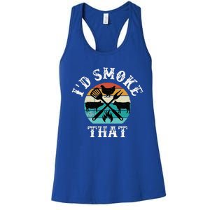 Funny Retro Grilling BBQ Smoker Chef Dad GiftId Smoke That Women's Racerback Tank