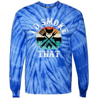 Funny Retro Grilling BBQ Smoker Chef Dad GiftId Smoke That Tie-Dye Long Sleeve Shirt