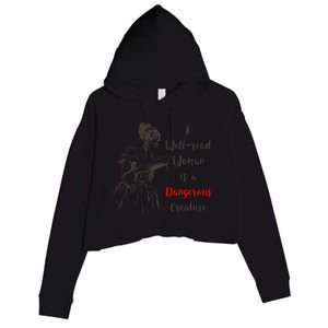 Feminist Reading Gift Dangerous Well Read Crop Fleece Hoodie