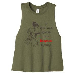 Feminist Reading Gift Dangerous Well Read Women's Racerback Cropped Tank