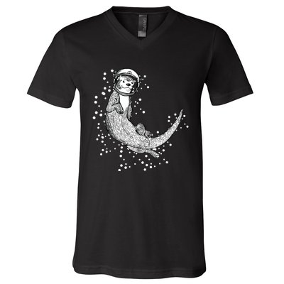 Ferret Rodent Gnawer Space Planet Universe V-Neck T-Shirt