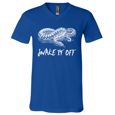 Funny Reptile Gift Snake It Off Meme Hognose Gift V-Neck T-Shirt