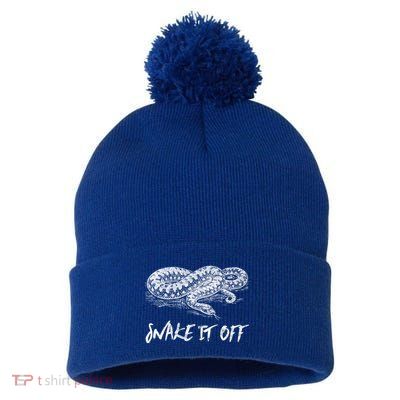 Funny Reptile Gift Snake It Off Meme Hognose Gift Pom Pom 12in Knit Beanie