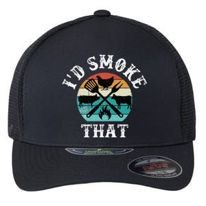 Funny Retro Grilling BBQ Smoker Chef Dad GiftId Smoke That Flexfit Unipanel Trucker Cap