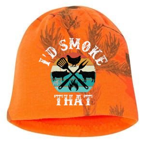 Funny Retro Grilling BBQ Smoker Chef Dad GiftId Smoke That Kati - Camo Knit Beanie