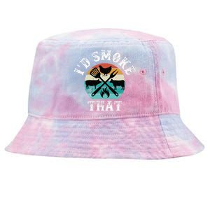 Funny Retro Grilling BBQ Smoker Chef Dad GiftId Smoke That Tie-Dyed Bucket Hat