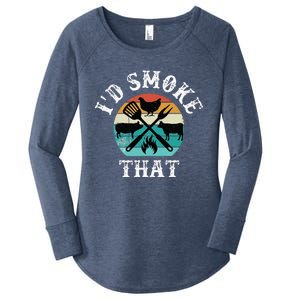 Funny Retro Grilling BBQ Smoker Chef Dad GiftId Smoke That Women's Perfect Tri Tunic Long Sleeve Shirt