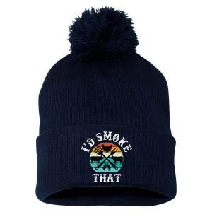 Funny Retro Grilling BBQ Smoker Chef Dad GiftId Smoke That Pom Pom 12in Knit Beanie