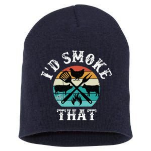 Funny Retro Grilling BBQ Smoker Chef Dad GiftId Smoke That Short Acrylic Beanie