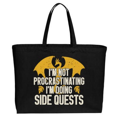 Funny RPG Gamer I'm Not Procrastinating I'm Doing Side Quest Cotton Canvas Jumbo Tote