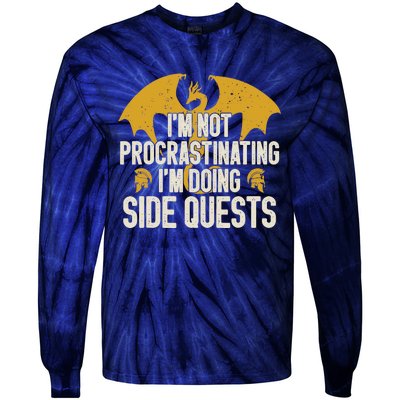 Funny RPG Gamer I'm Not Procrastinating I'm Doing Side Quest Tie-Dye Long Sleeve Shirt