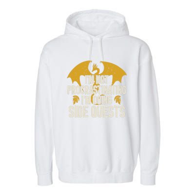 Funny RPG Gamer I'm Not Procrastinating I'm Doing Side Quest Garment-Dyed Fleece Hoodie