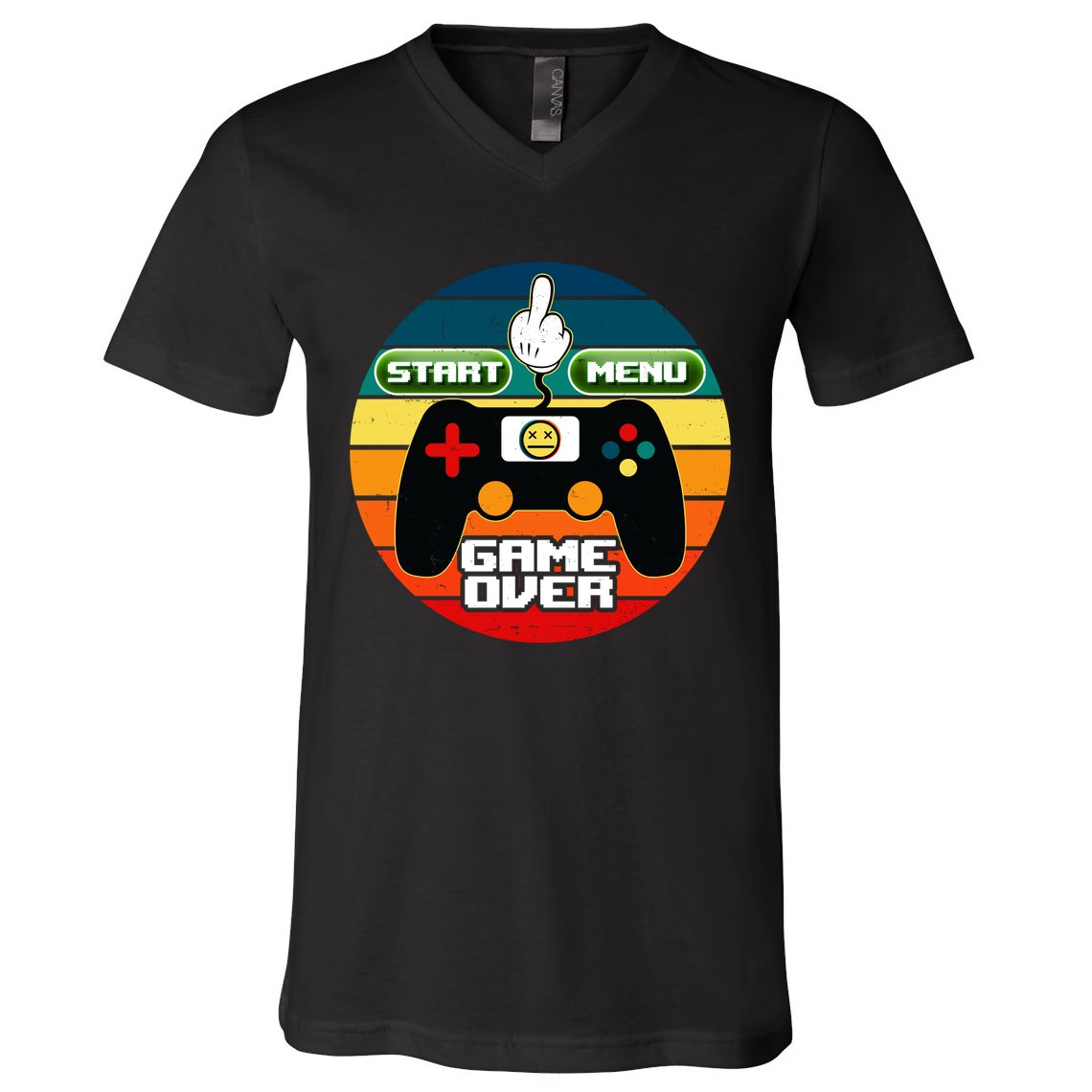 Funny Retro Game Over Gamer V-Neck T-Shirt