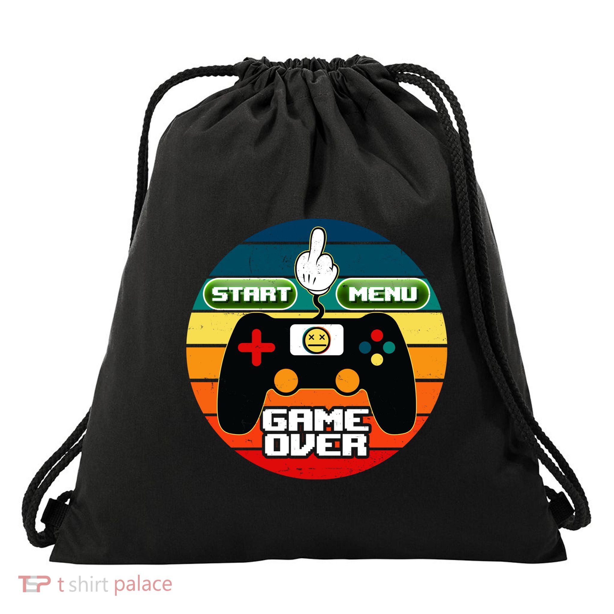 Funny Retro Game Over Gamer Drawstring Bag