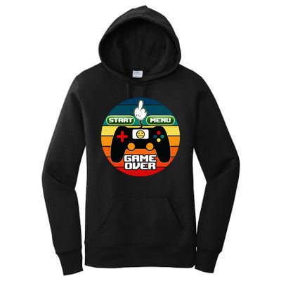Funny Retro Game Over Gamer Women's Pullover Hoodie