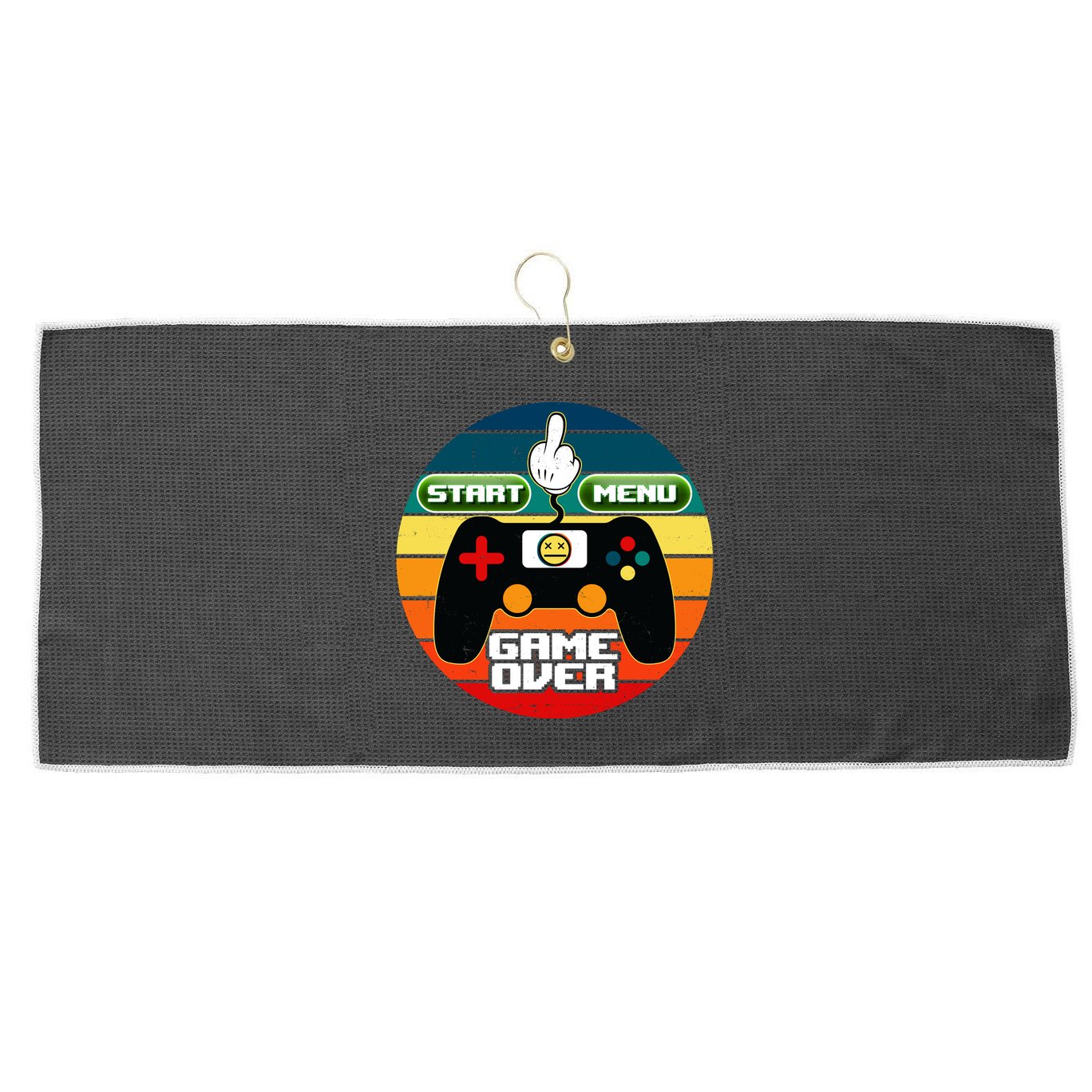 Funny Retro Game Over Gamer Large Microfiber Waffle Golf Towel