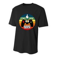 Funny Retro Game Over Gamer Youth Performance Sprint T-Shirt