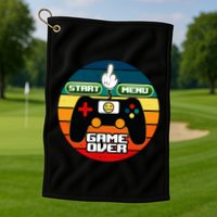 Funny Retro Game Over Gamer Golf Towel