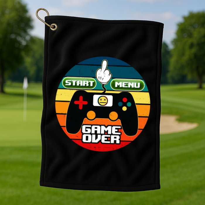 Funny Retro Game Over Gamer Golf Towel