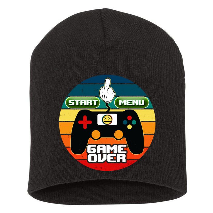 Funny Retro Game Over Gamer Short Acrylic Beanie