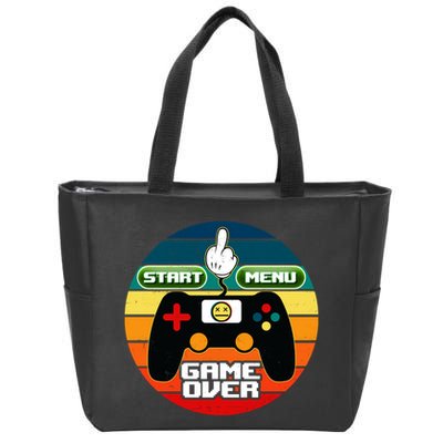 Funny Retro Game Over Gamer Zip Tote Bag