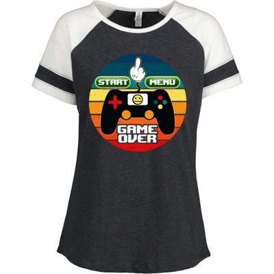 Funny Retro Game Over Gamer Enza Ladies Jersey Colorblock Tee