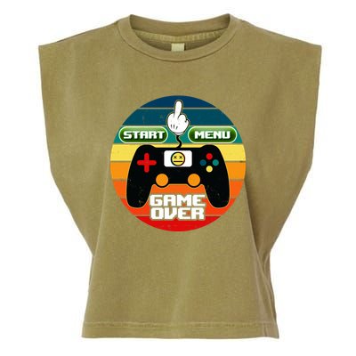 Funny Retro Game Over Gamer Garment-Dyed Women's Muscle Tee