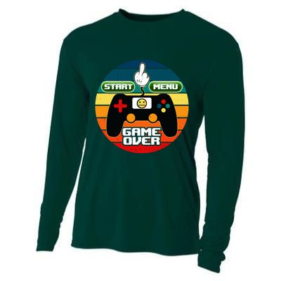 Funny Retro Game Over Gamer Cooling Performance Long Sleeve Crew