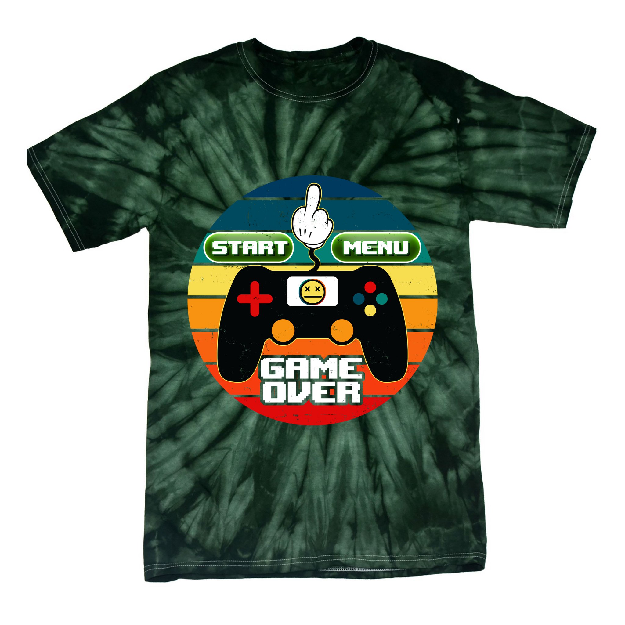 Funny Retro Game Over Gamer Tie-Dye T-Shirt