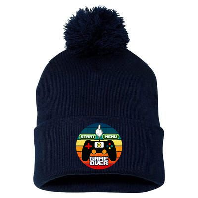 Funny Retro Game Over Gamer Pom Pom 12in Knit Beanie