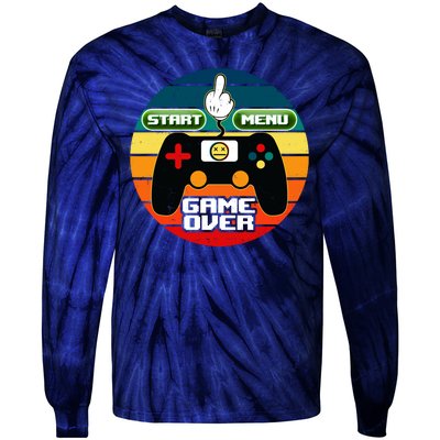 Funny Retro Game Over Gamer Tie-Dye Long Sleeve Shirt