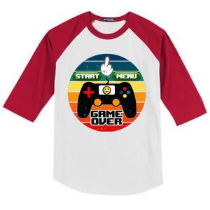 Funny Retro Game Over Gamer Kids Colorblock Raglan Jersey