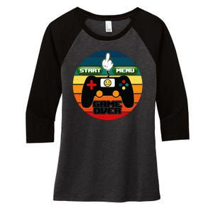 Funny Retro Game Over Gamer Women's Tri-Blend 3/4-Sleeve Raglan Shirt