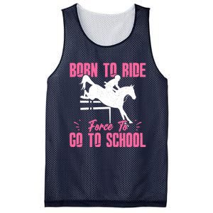 Funny Racing Gift Born Ride Horse Forced To Go To School Mesh Reversible Basketball Jersey Tank