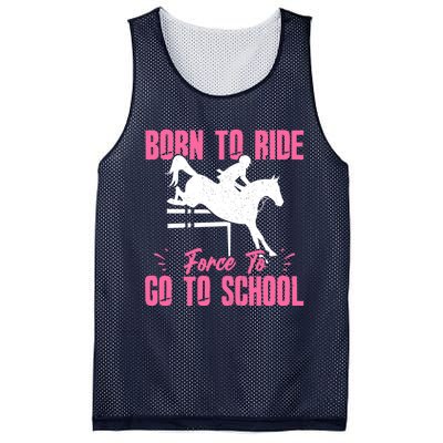 Funny Racing Gift Born Ride Horse Forced To Go To School Mesh Reversible Basketball Jersey Tank